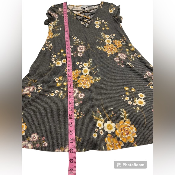 Love Fire Flowers Print RibbedT-Shirt Mini Dress Size XS - Picture 10 of 10